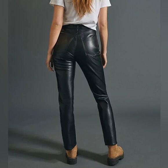 NWOT Agolde 90's Pinch Waist Ultra High Rise Straight Leg Leather Pants Size 28 - Picture 6 of 10